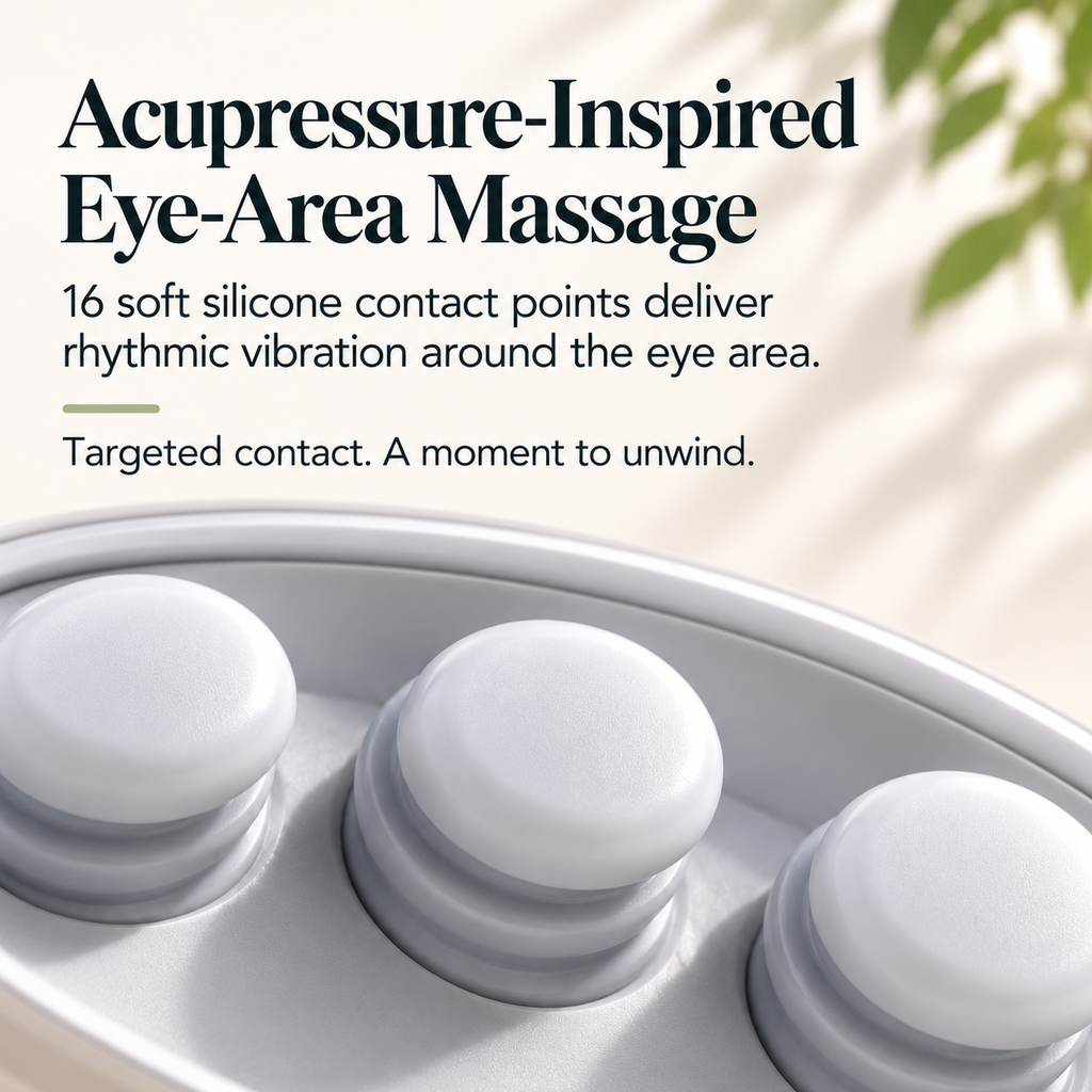 Close-up of soft silicone massage heads inside the ELM & ECHO eye massager