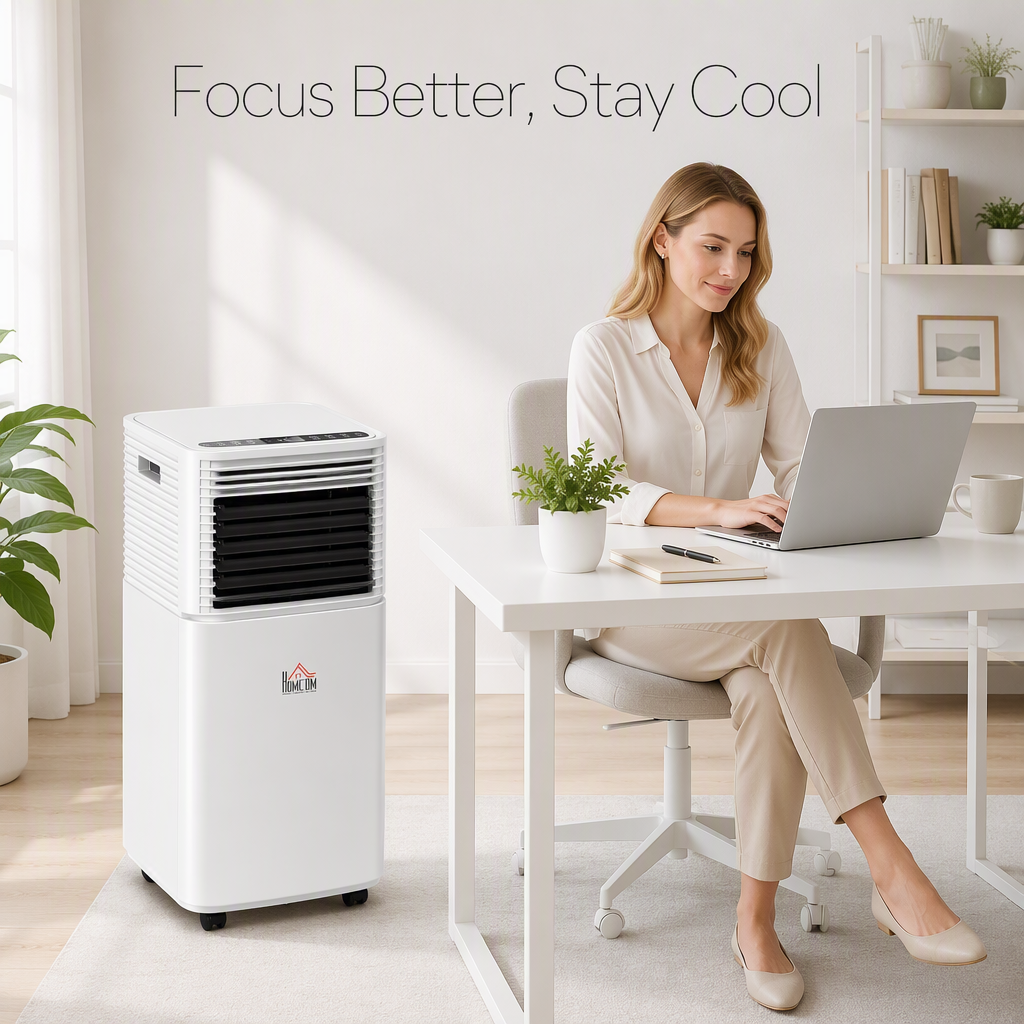 Elm Echo HomeCool 10K portable air conditioner controls and airflow detail