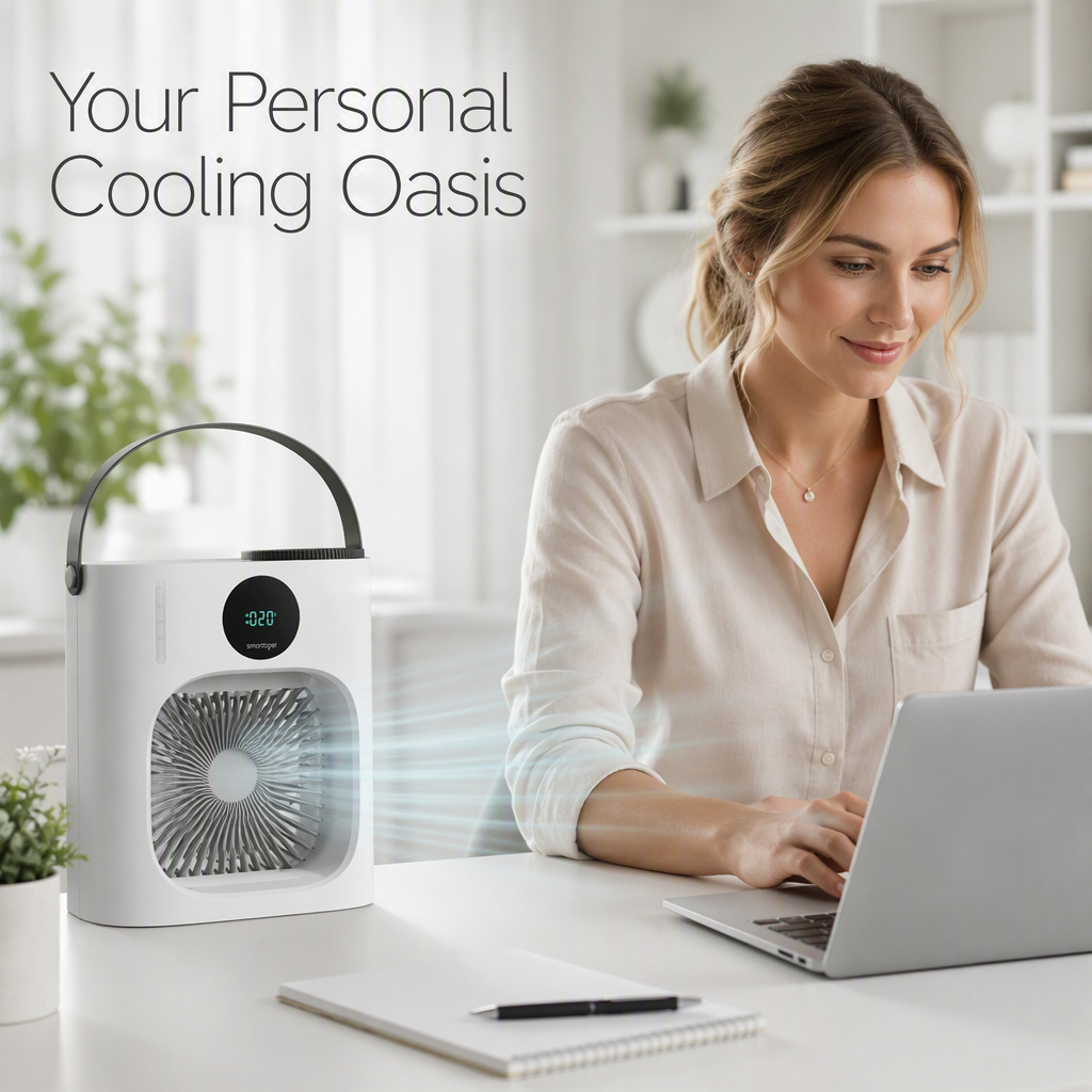 Elm Echo MiniCool personal air cooler controls and airflow detail