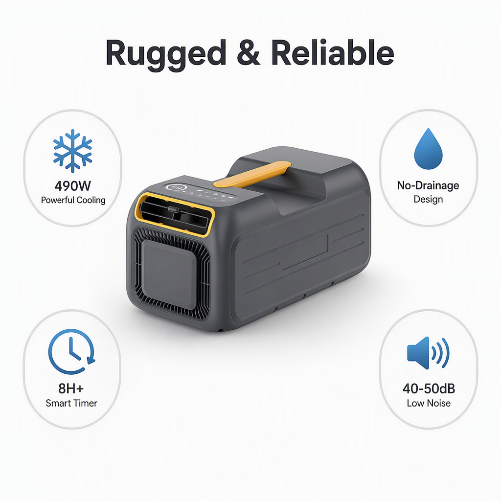 Elm Echo CampCool 490 outdoor air conditioner accessories and product details