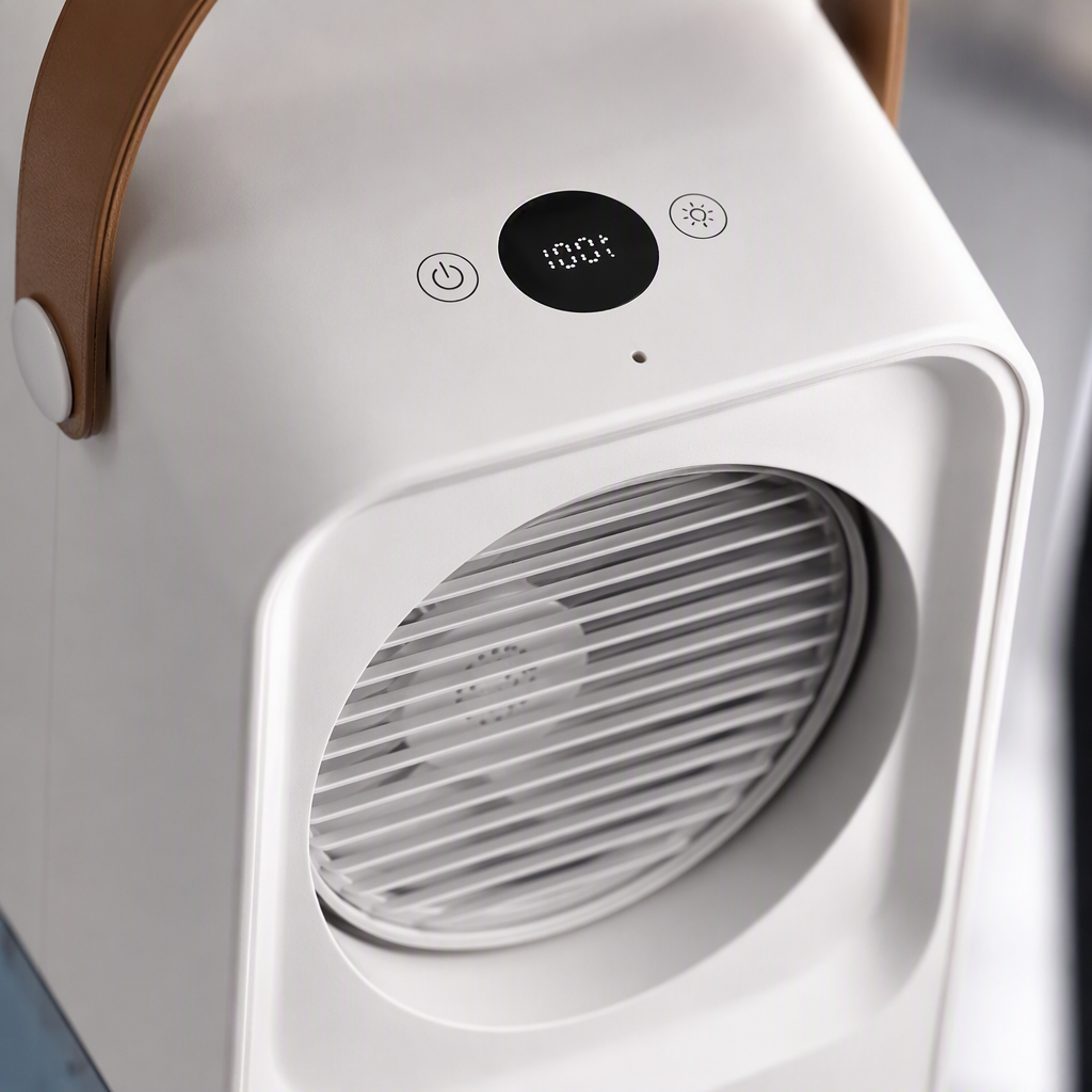 Elm Echo VoiceBreeze smart desktop fan shown from another angle