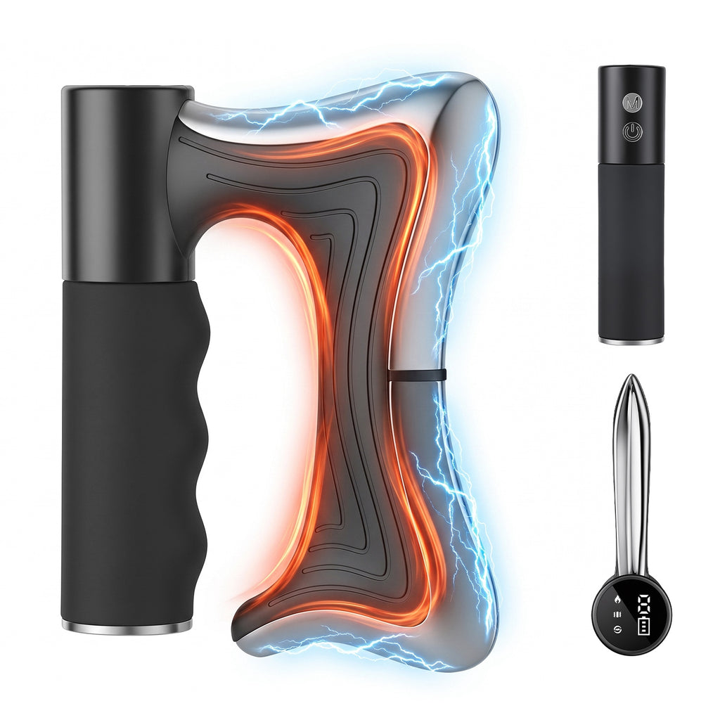 ThermaPulse portable muscle massager with storage bag