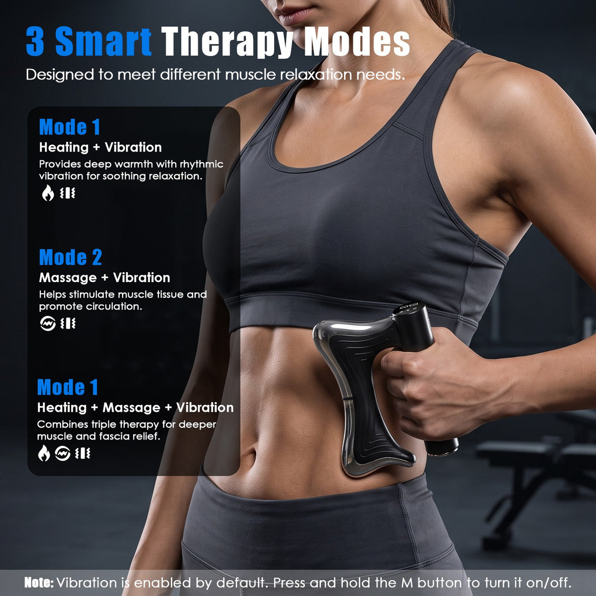 ThermaPulse heated muscle massager with three operating modes