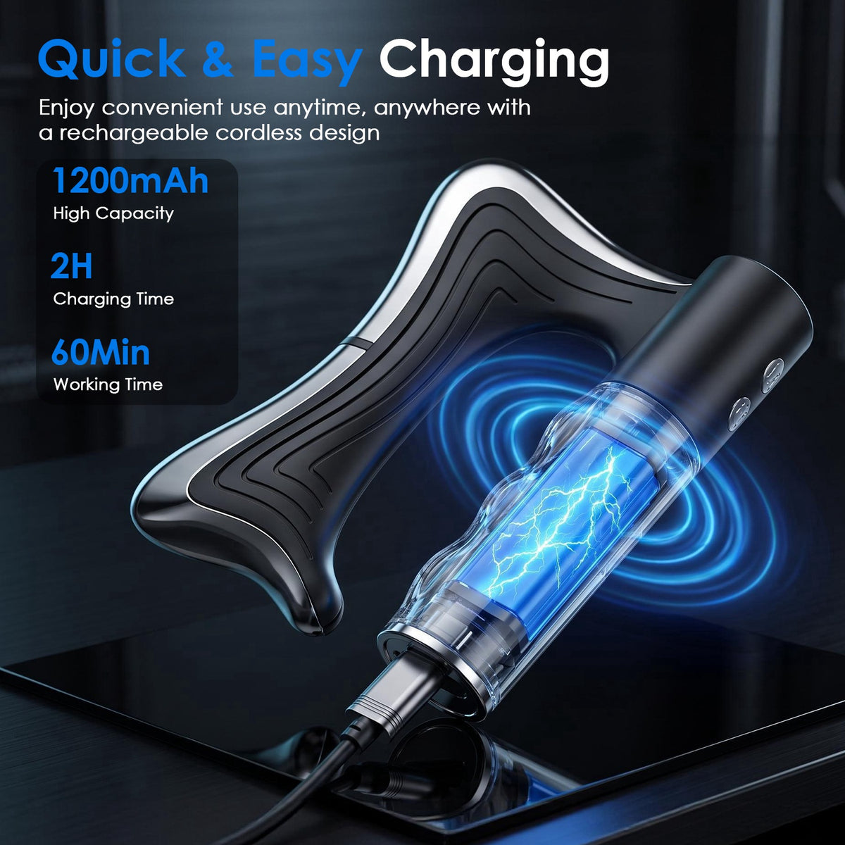 ThermaPulse muscle massager with USB Type-C charging